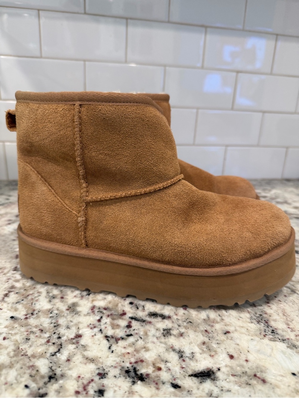 UGG Chestnut Suede Shearling Short Boots - Picture 13 of 14
